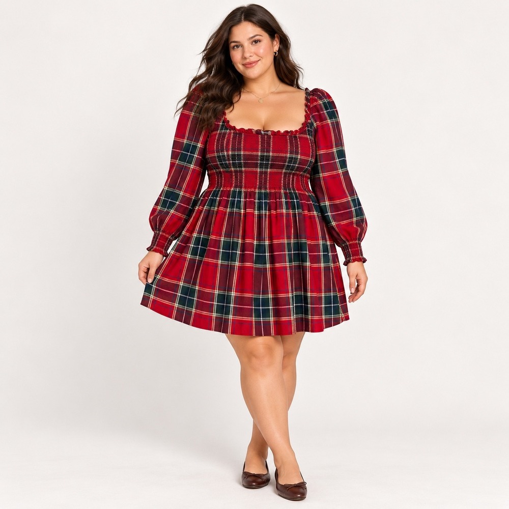 Hill House Home Womens XL The Norah Nap Dress Red Tartan Plaid Christmas Preppy